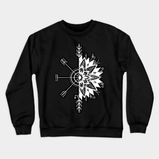 Viking Compass with Flower Design [White] Crewneck Sweatshirt